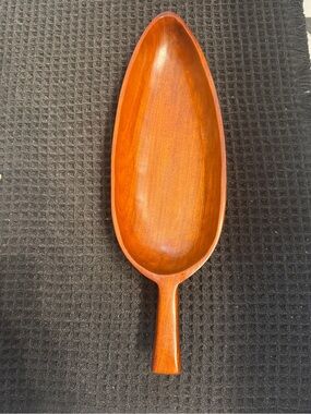 Vintage Wooden Haitian Leaf-Shaped Wooden Bowl Dish MCM